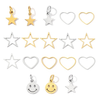 20 pcs/bag star love smiley face titanium steel DIY pendant