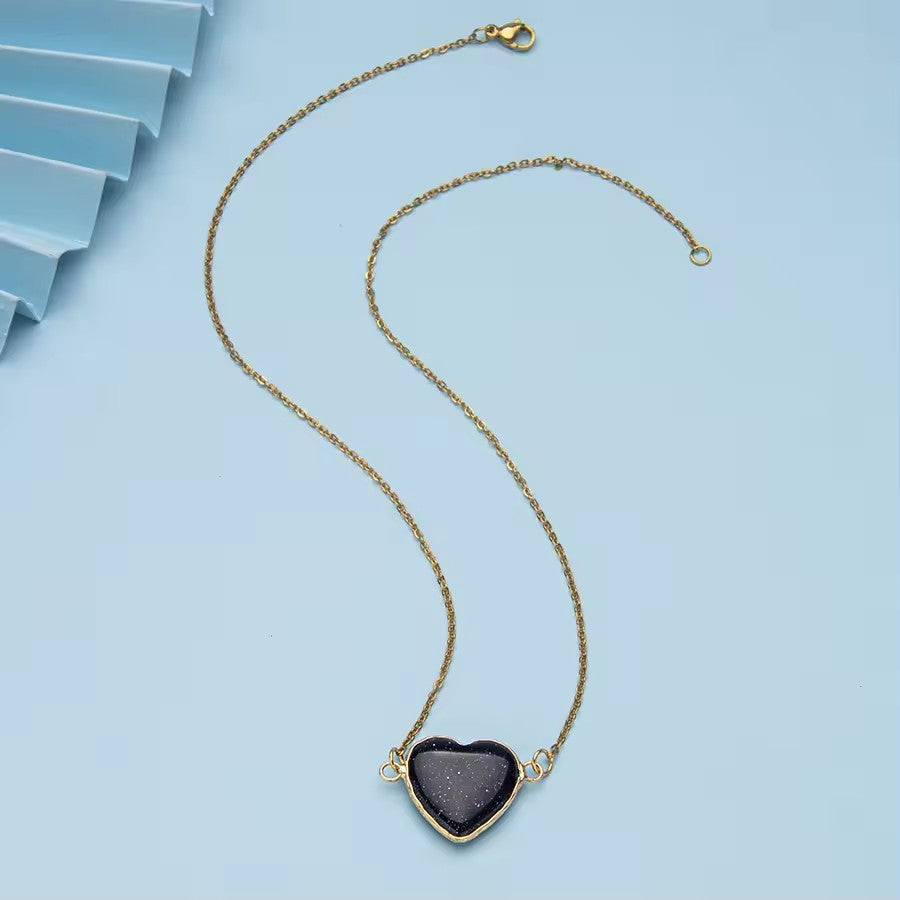 Colar de aço inoxidável com coração banhado a ouro 