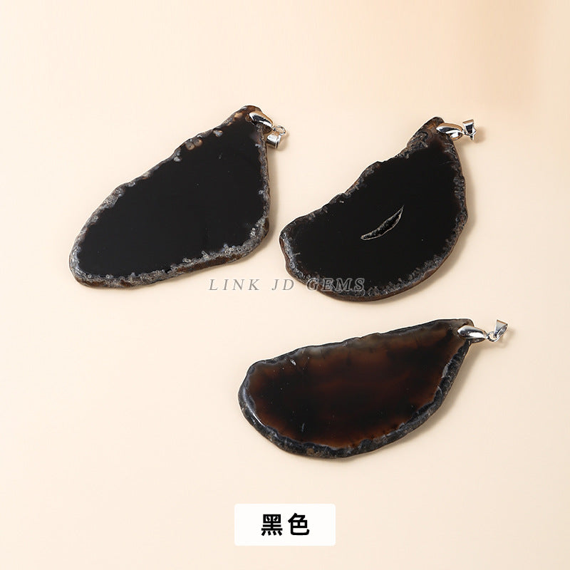 Colorful irregular agate sheet pendant