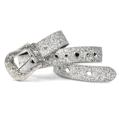 Rhinestone belt female ins design sense