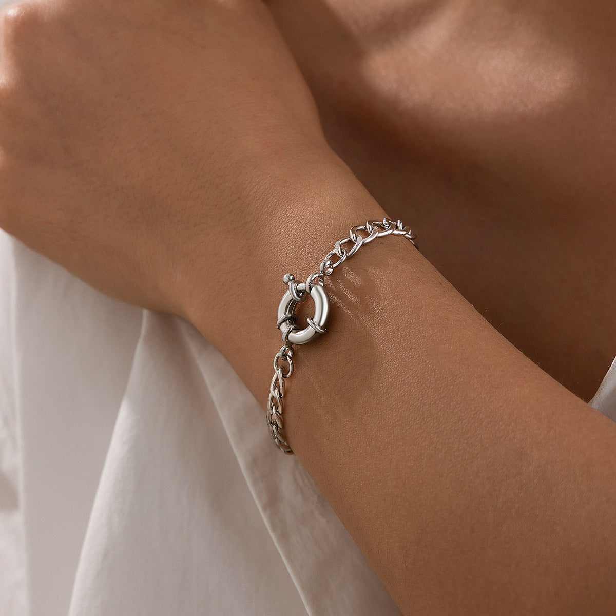 Geometric Metal Copper Ring Bracelet