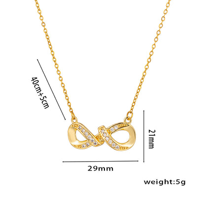 Colar de coração simples e elegante em formato de 8 com zircão, presente versátil para mulheres 