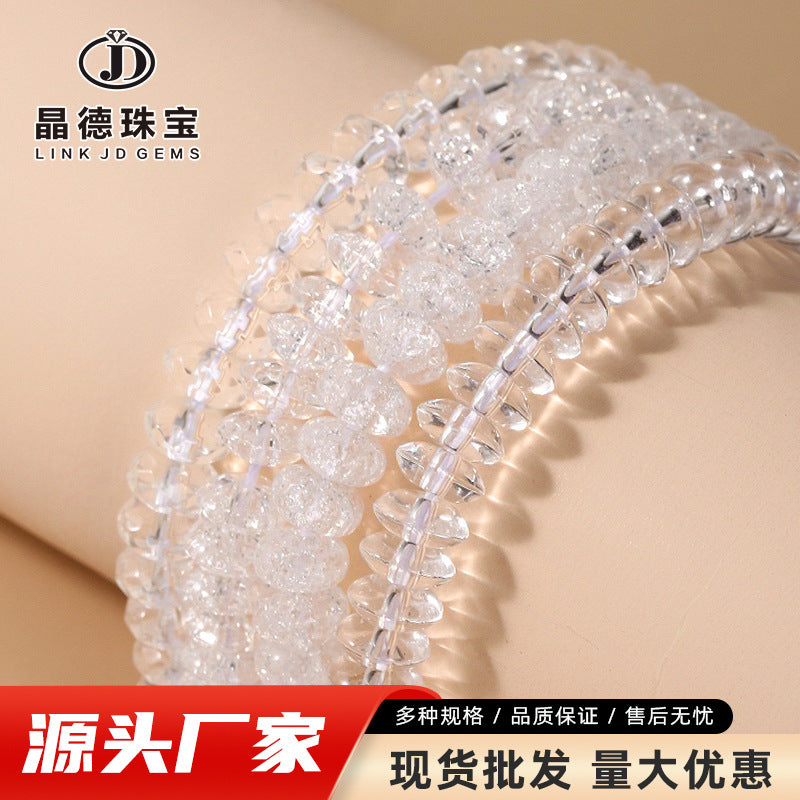 Cuentas sueltas de ábaco de cristal blanco tallado 