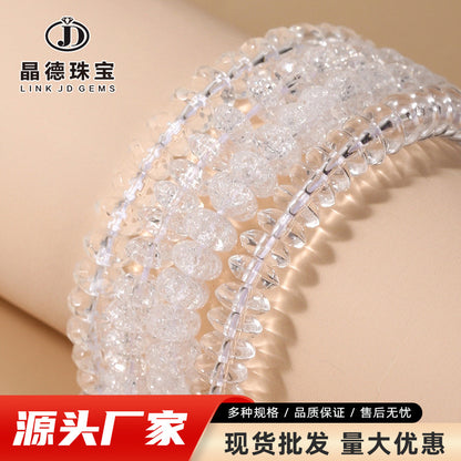 Cuentas sueltas de ábaco de cristal blanco tallado 