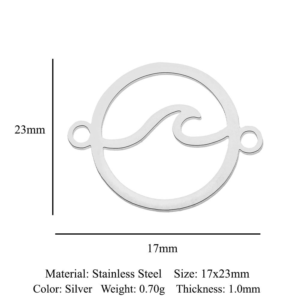 5 pcs/bag Ocean Wave Fish Scale Titanium Steel Pendant