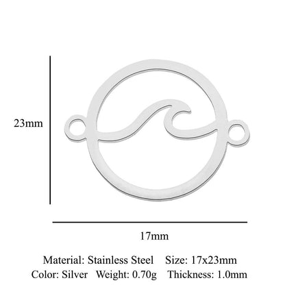 5 pcs/bag Ocean Wave Fish Scale Titanium Steel Pendant