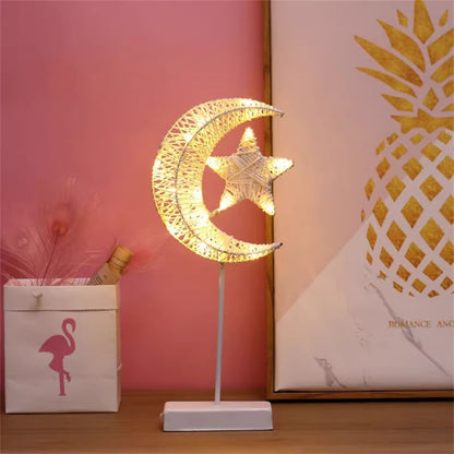 Heart Moon Table Lamp LED Night Light Pentagram Table Lamp