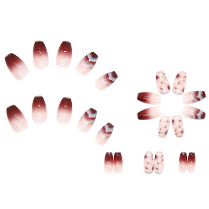 Short Ballet Hill Camellia Wearable Nail Stickers Removable