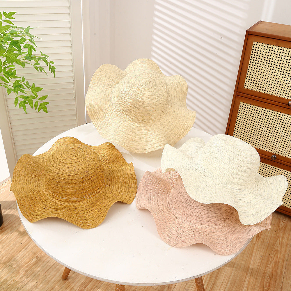 DIY Straw Hat Blank Big Brim Woven Wavy Sun Protection