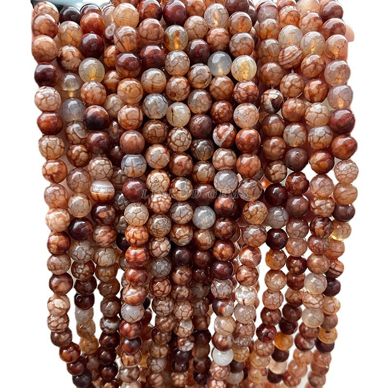 Brown ice crack popping agate beads