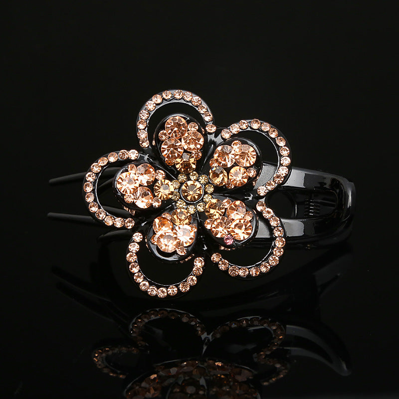 Disc hair five-petaled flower rhinestone grab clip headdress