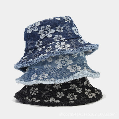 Chic Denim Flower Hat