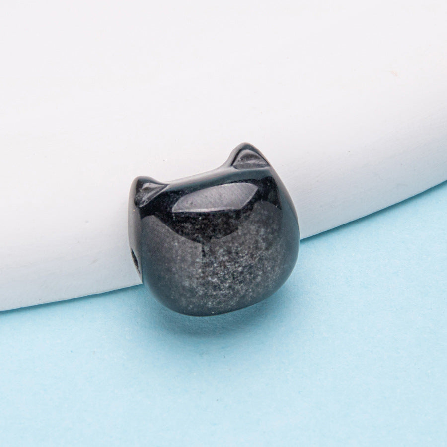 Amethyst Silver Cat Head Crystal Handmade DIY Accessories