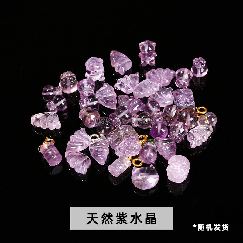 Crystal silver obsidian Hetian jade carving loose beads