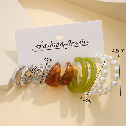 C Shape Letter Pearl Earrings Circle Wholesale