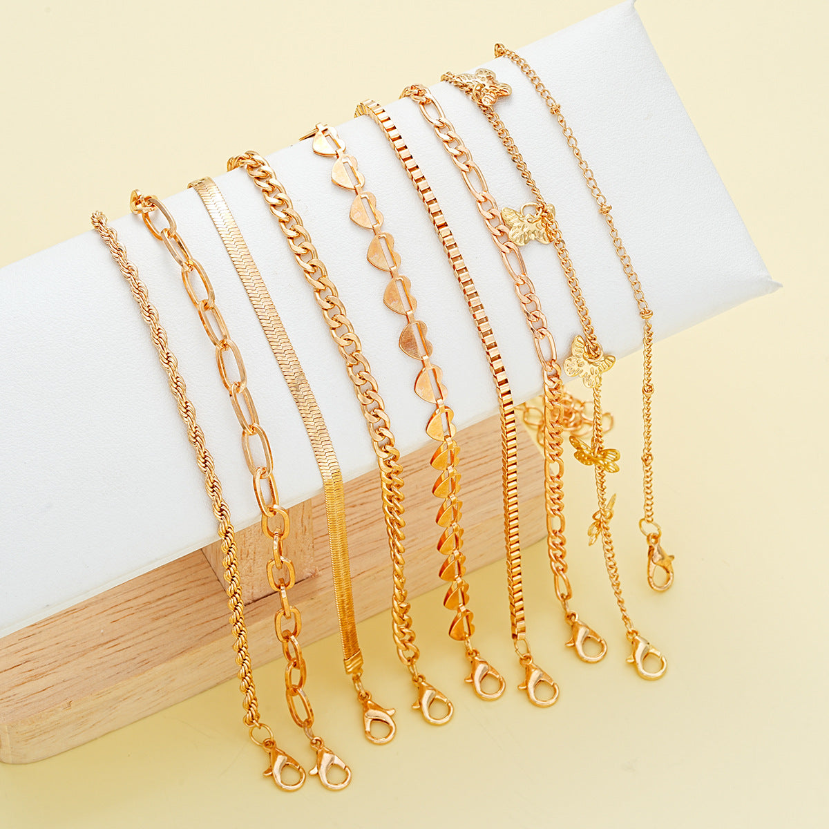 Juego de tobilleras con cadena de mariposa (9 piezas) 