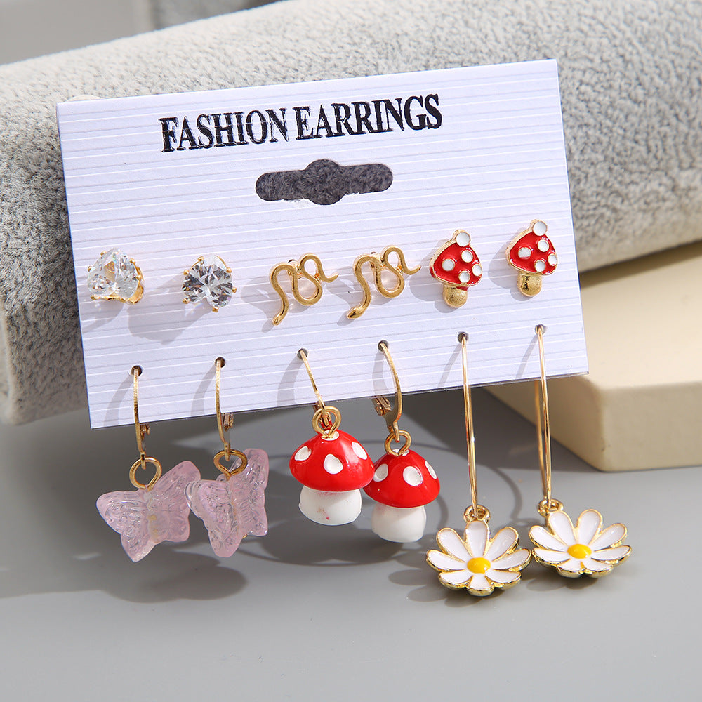 Mushroom & Snake Stud Earrings