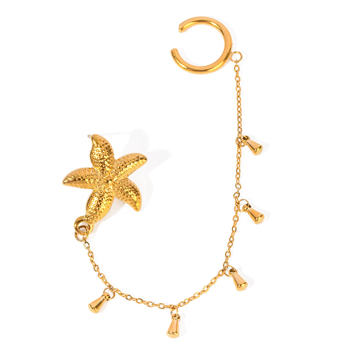 Single starfish teardrop ear clip