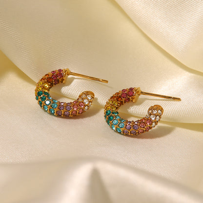 Colorful Zirconia Hoop Earrings