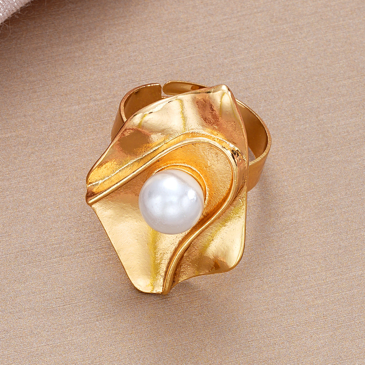 Irregular Imitation Pearl Gold Ring
