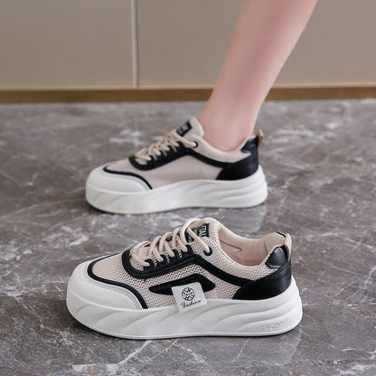 Front lace-up muffin-bottom sneakers
