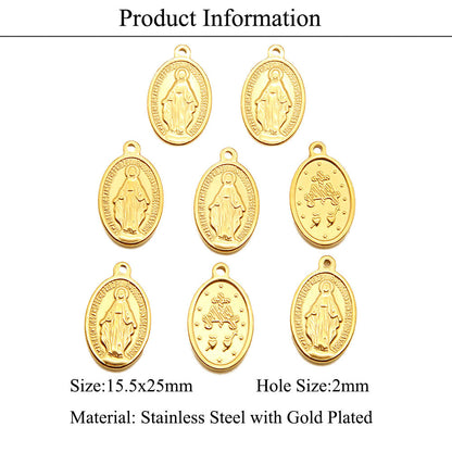 3 pcs/titanium-clad steel Tree of Life pendant Virgin Mary Cross