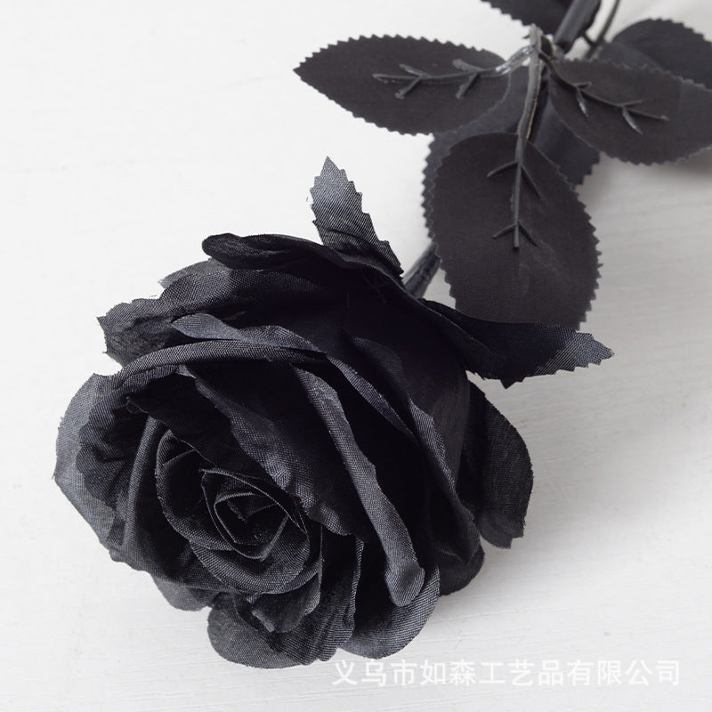 Artificial rose single branch crushed ice blue artificial flower