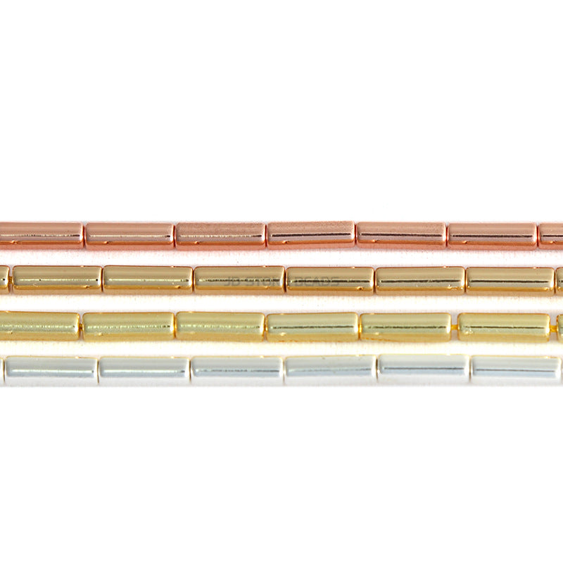 4 * 13Mm electroplated black gallstone round tube loose beads