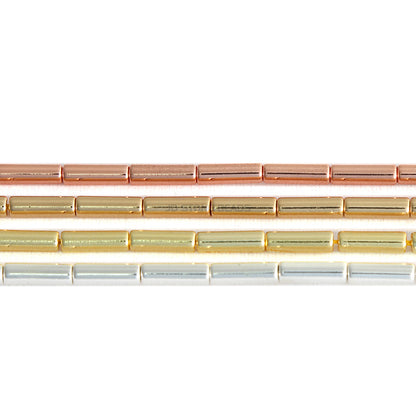 4 * 13Mm electroplated black gallstone round tube loose beads