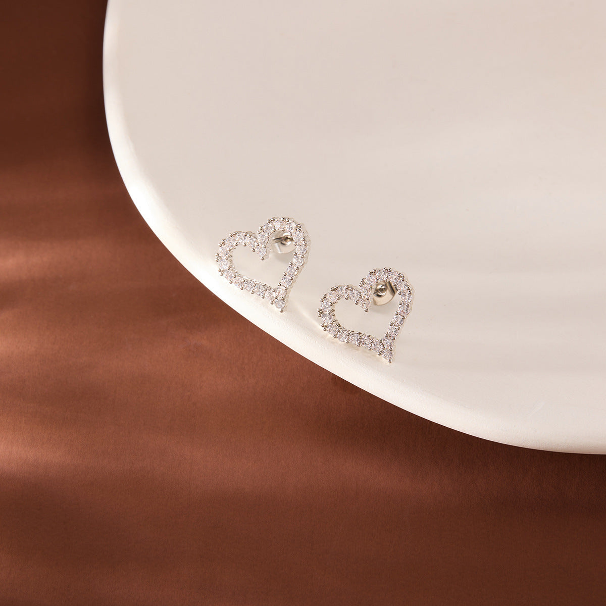 Korean Love Copper Stud Earrings for Women