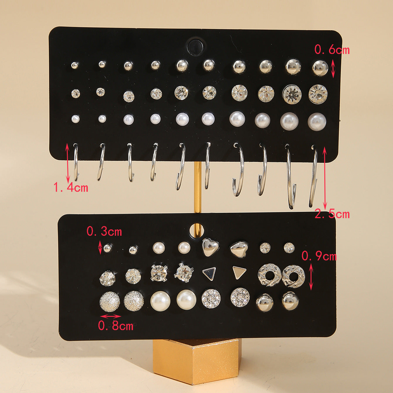 20-Pair Imitation Pearl & Zircon Earring Set