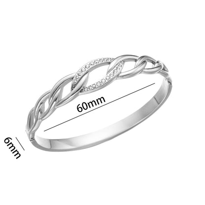Twisted Diamond Bracelet, 18K Gold Stainless Steel Fashion Bracelet
