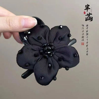 Black crystal sunflower hairpin