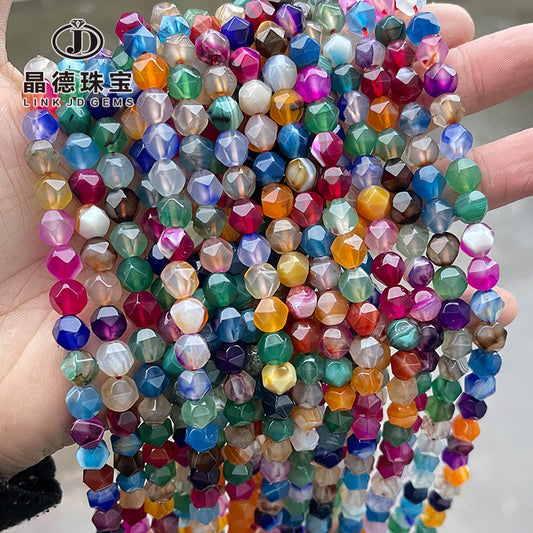 8Mm Candy Color Agate Cut Diamond Beads Loose Beads