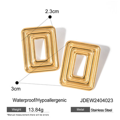 Pendientes rectangulares con forma de remolino hueco 