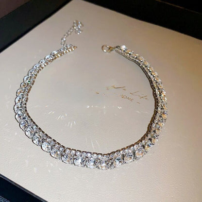 Green Neck Chain Necklace Earrings Two-piece Set