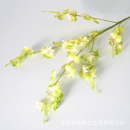 Enfeites de flores artificiais com cabeça amarela de Phalaenopsis de 5 pontas 