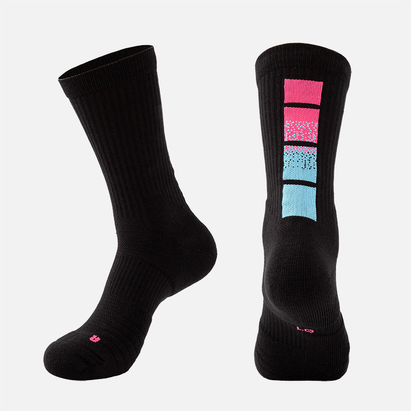 Adult Mid-Calf Gradient Basketball Socks Thick Sports Socks