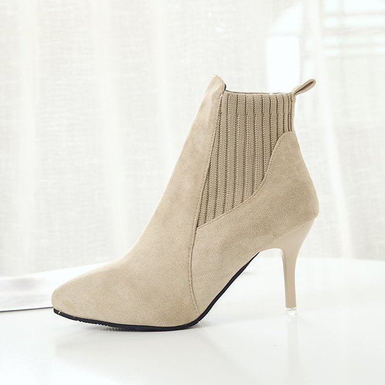 Suede Bare Boots High Heel Martin Boots