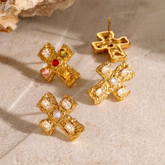 Stainless steel zircon earrings