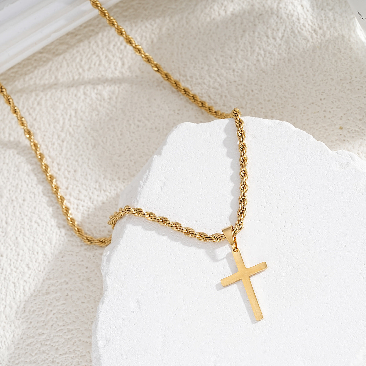 Men's Twist Chain Cross Necklace