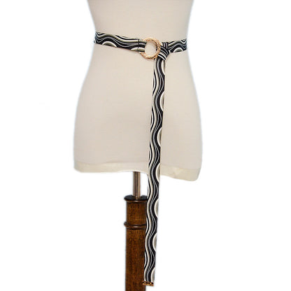 Pattern ring buckle thin belt
