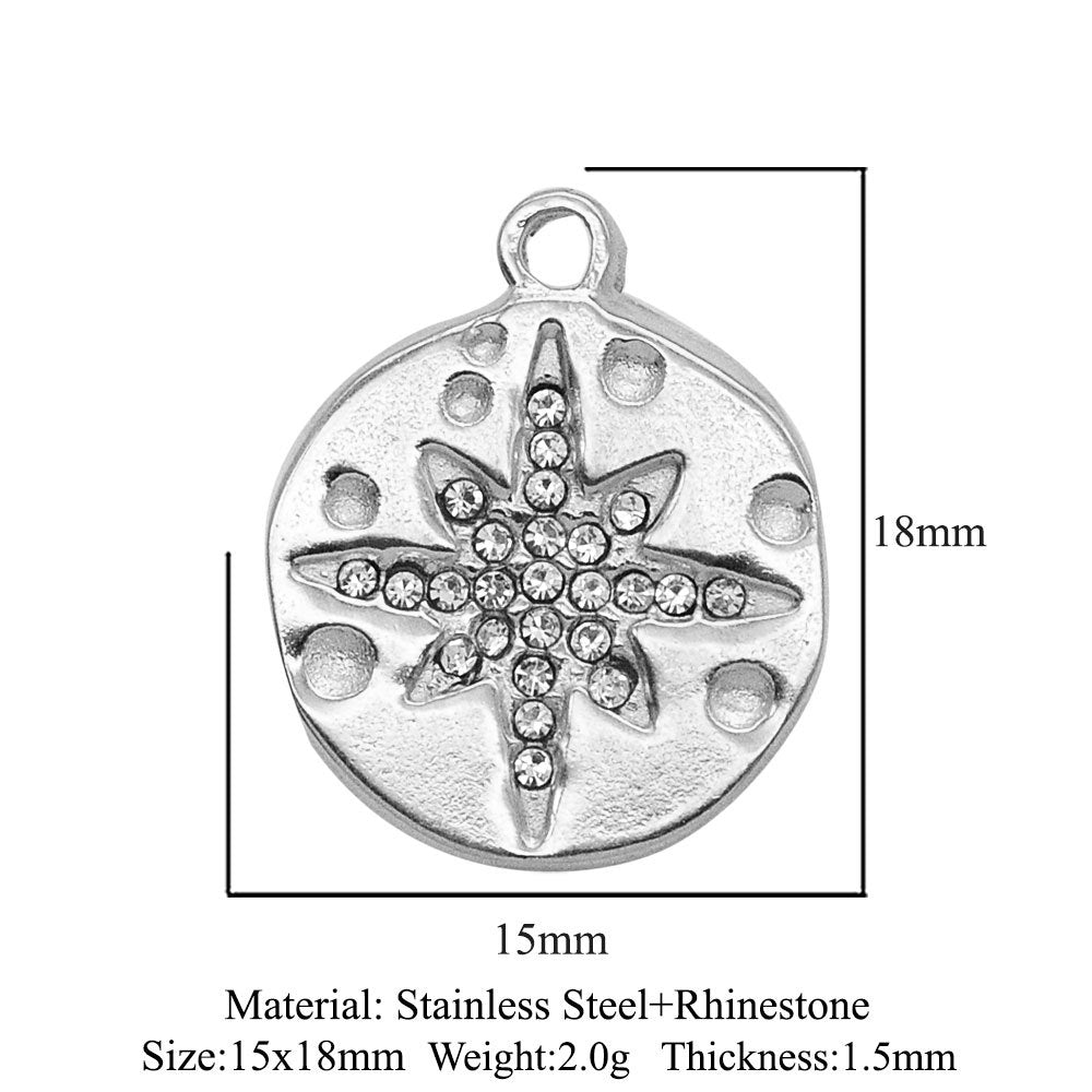 3 pcs/pack stainless steel star moon geometric pendant