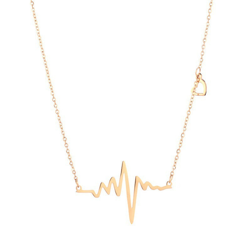 Electrograph wave rose gold necklace