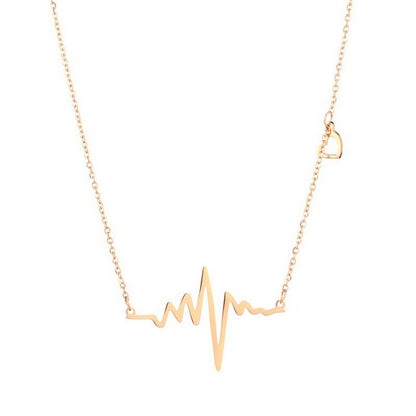 Electrograph wave rose gold necklace