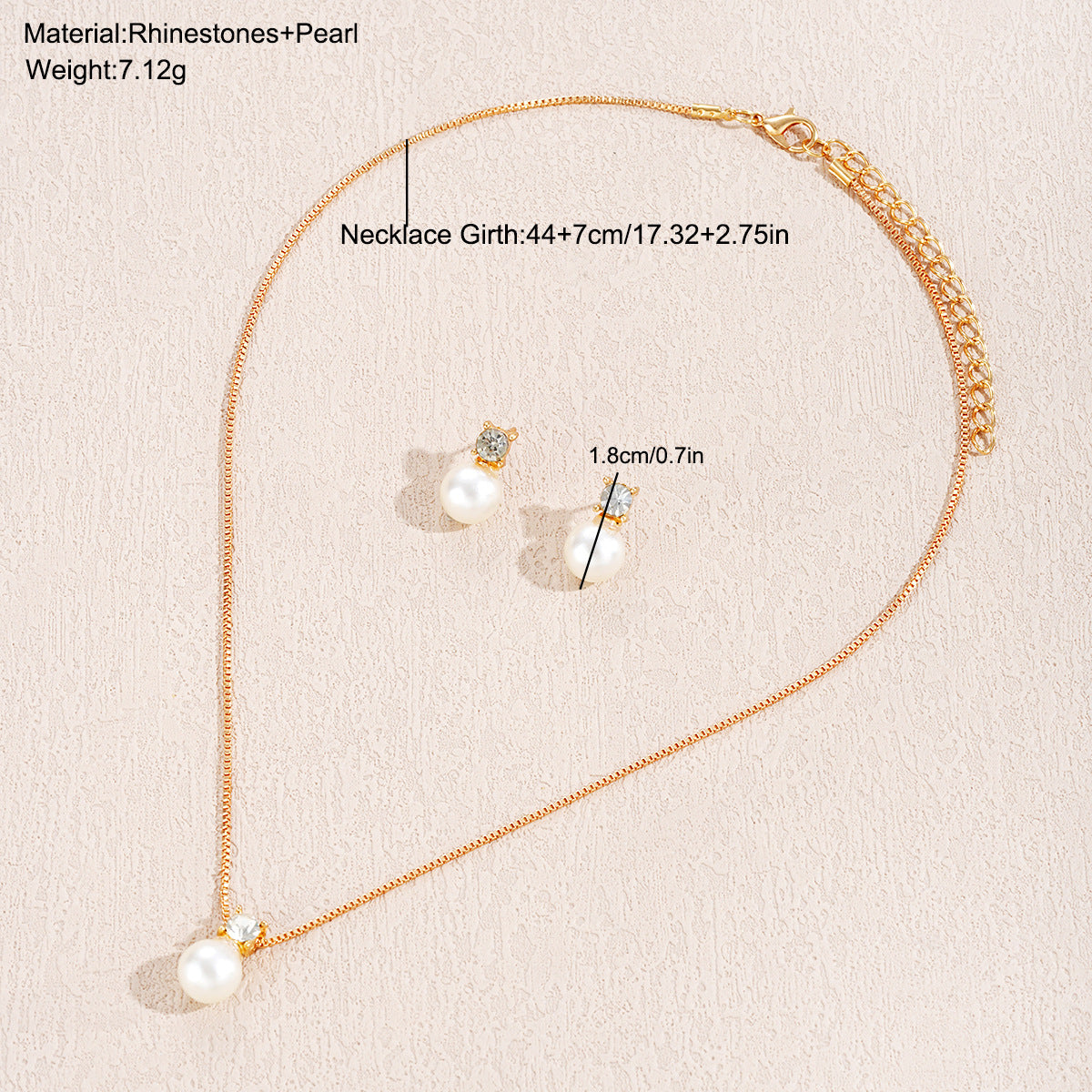 Zircon Pearl Necklace & Earring Set
