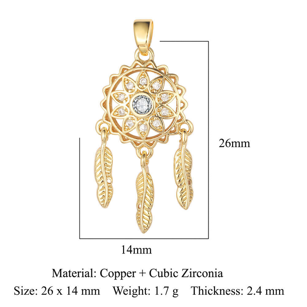 Color zirconium copper micro-inlaid zircon necklace pendant