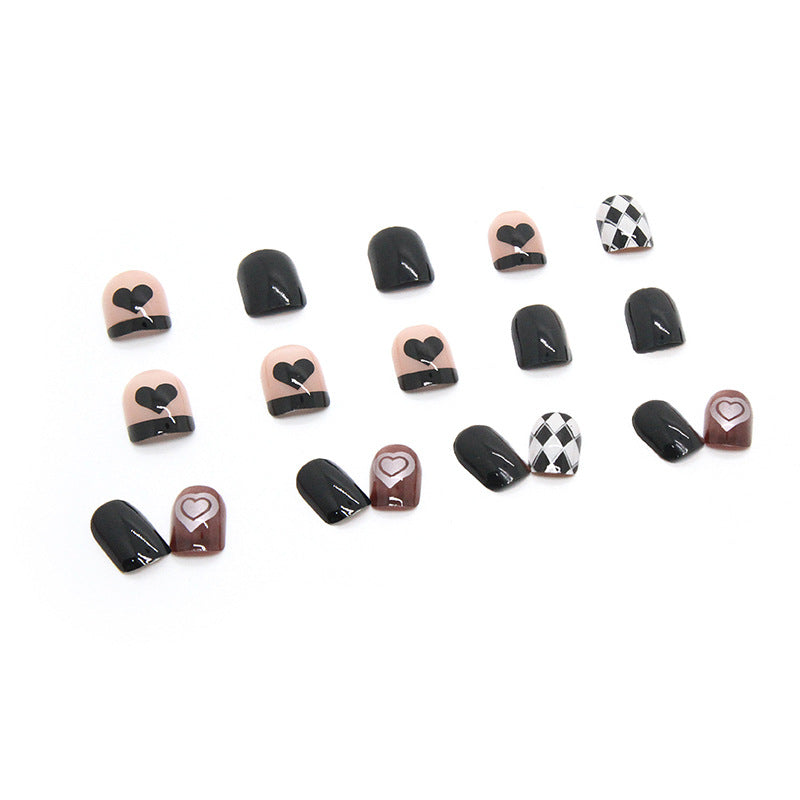 Dark Diamond Heart Nails
