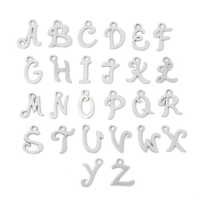 20 pcs/package steel color 26 English letters Titanium steel pendant