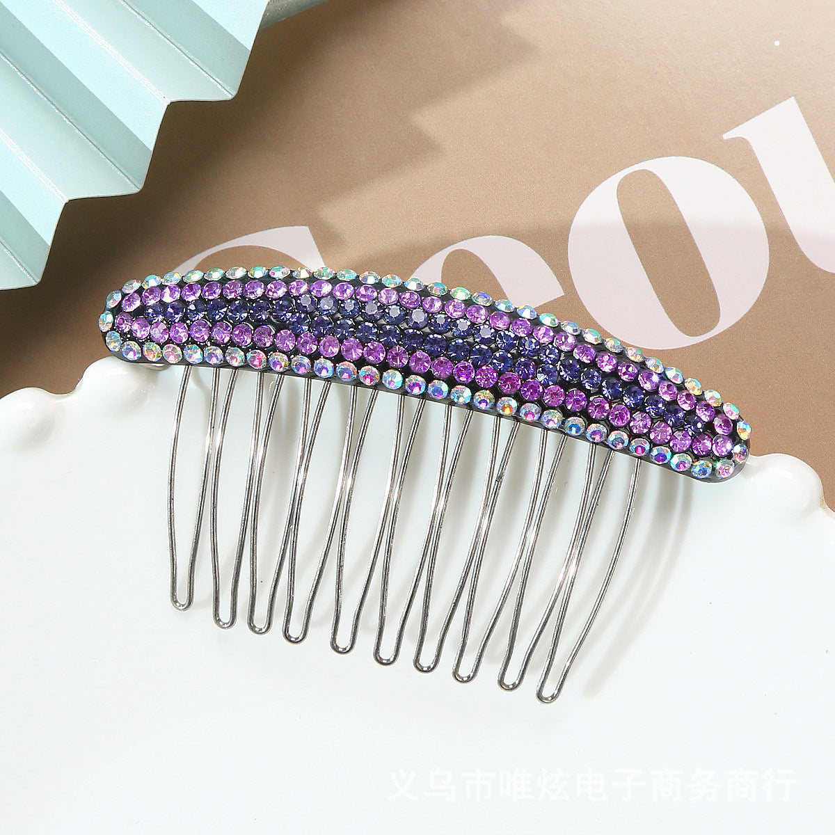 Acrylic rhinestone color pressure hair plug comb hairpin